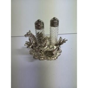 Vintage Arthur Court 2001 Silver Aluminum Rearing Horses Salt & Pepper Shaker Se